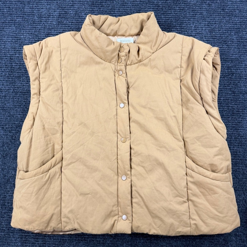 Roolee Camel Mustard Puffer Vest Womens XL Snap Front High Neck F22-16015-C